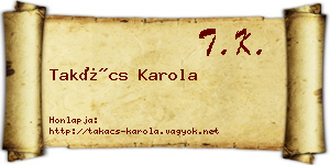 Takács Karola névjegykártya